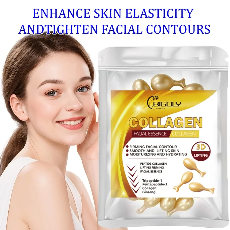 50 Cápsulas de Essência Facial de Colágeno, que Hidrata e Firma a Pele, Especialmente Desenvolvida para a Pele Feminina, com Fórmula Hipoalergênica, em Embalagem de Cápsulas, Segura e Higiênica, Uma Cápsula por Uso