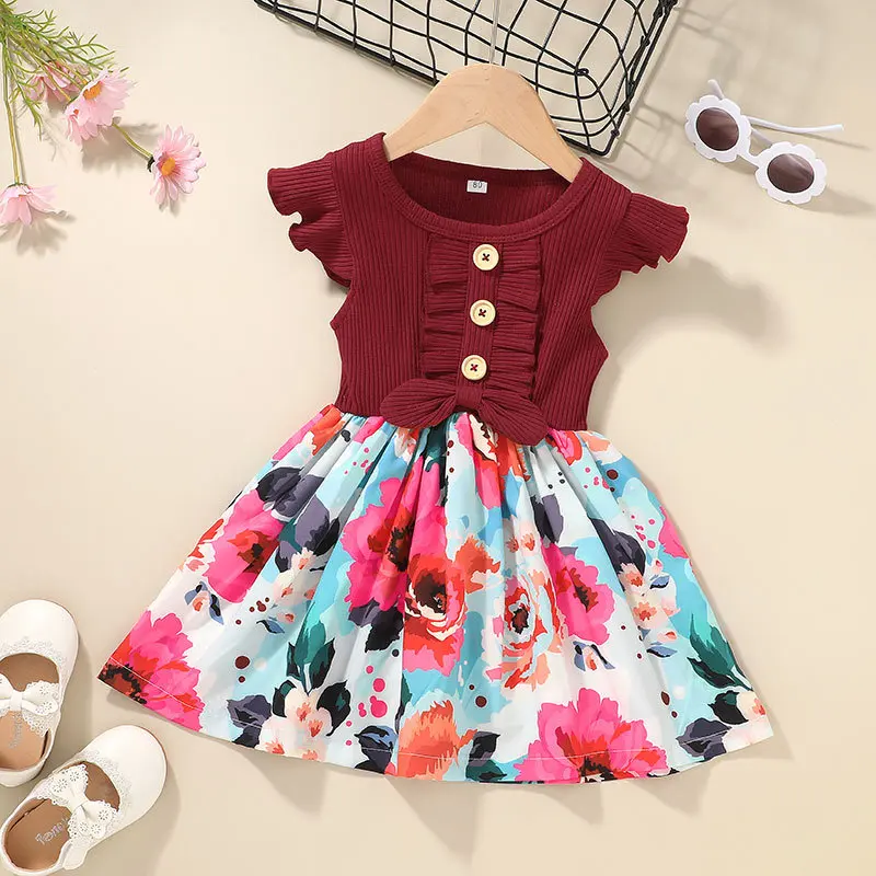 Girls Slim Dress Casual Clothing Summer Frock Child Street Wear Fashion Flower Robes Toddler A Line Grace Party Princess Gowns