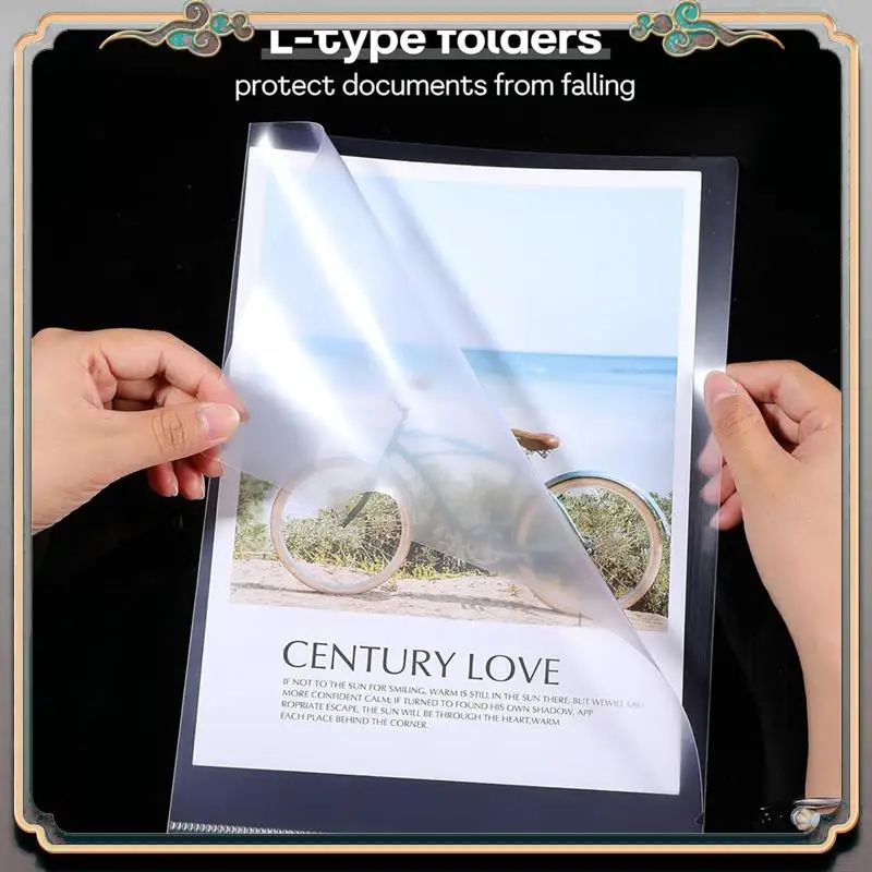 

Durable 60Pcs Plastic Clear File Folders L Shape Copy Security Project Folders Paper Sleeve Folders For A4 / Letter Size Paper