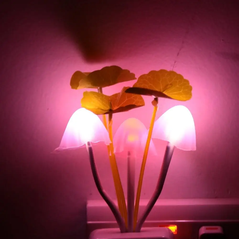 2PCS Novelty Automatic Sensor LED Lamp Mushroom Night Lights 7 Colors Changing EU US Plug Illumination Lights Bedroom Decoration