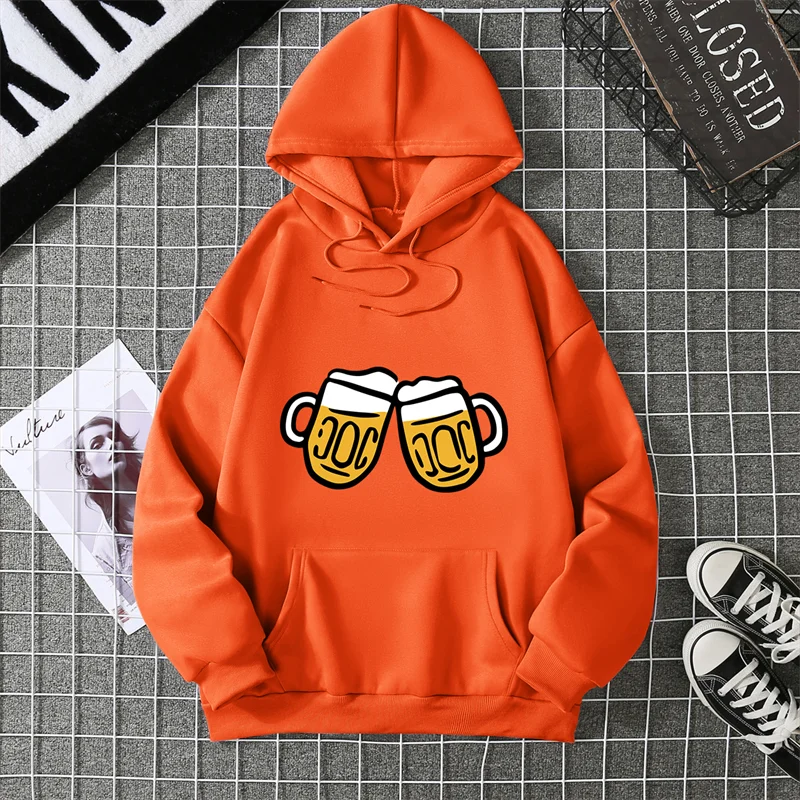 Simple Beer Cheers Pattern Unisex Hoodies 3D Print Creative Design Long Sleeved Clothes Fashion Comfortable Hooded Pullover Tops