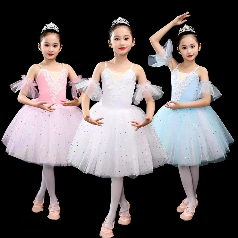 

Professional Girl Swan Lake Ballet Skirt Leotards Ballet Tutu for Child Ballerina Party Dance Costumes Long Princess Dance Dress