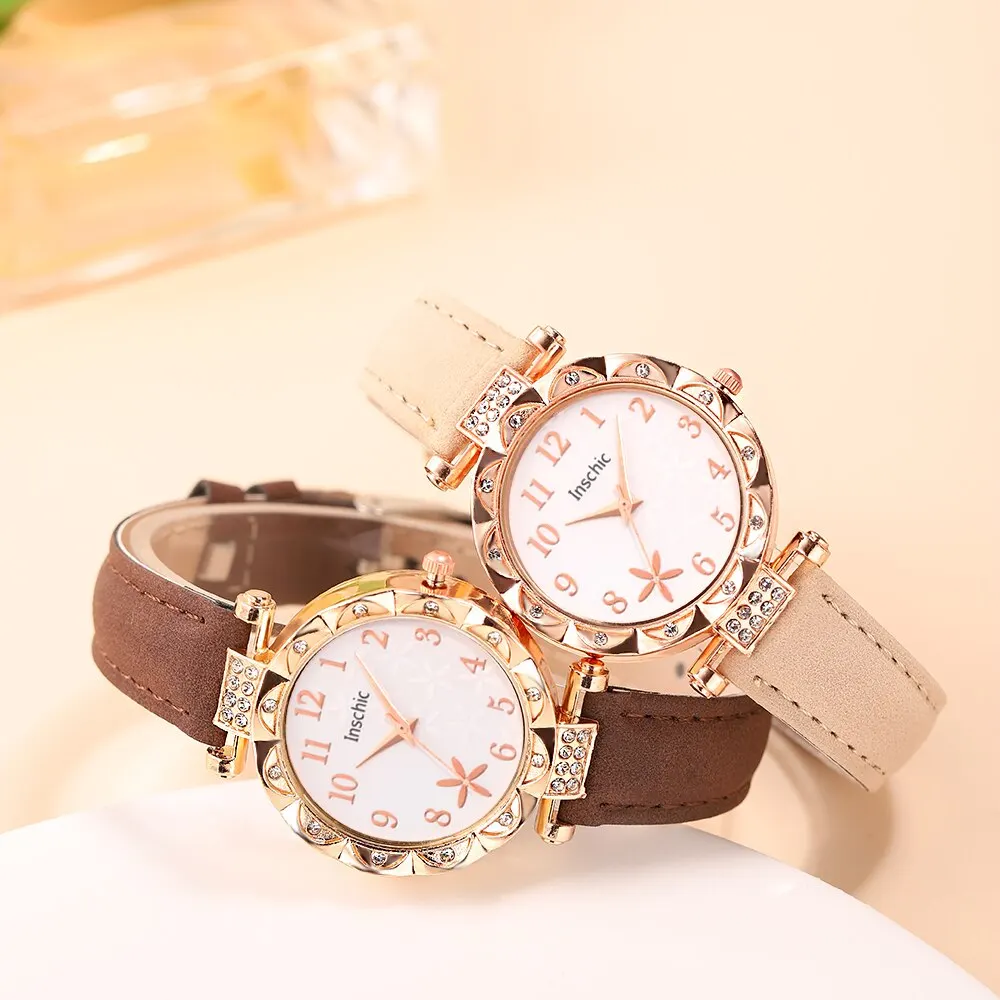 5PCS Set Fashion Women Business Watches Simple Ladies Dress Leather Quartz Watch Womens Bracelet Wristwatch Relogio Feminino