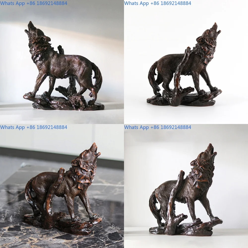 

Creative Animal Howling Wolf Figurine for Living Room TV Cabinet Study Decor