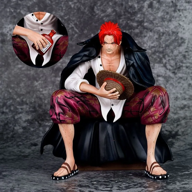 17cm Figurka Anime One Piece King GK, Model Czerwony Włos, Czterej Królowie, Shanks BT, Postawa Siedząca, Kolekcjonerska Ozdoba, Figurka Akcji, Zabawka
