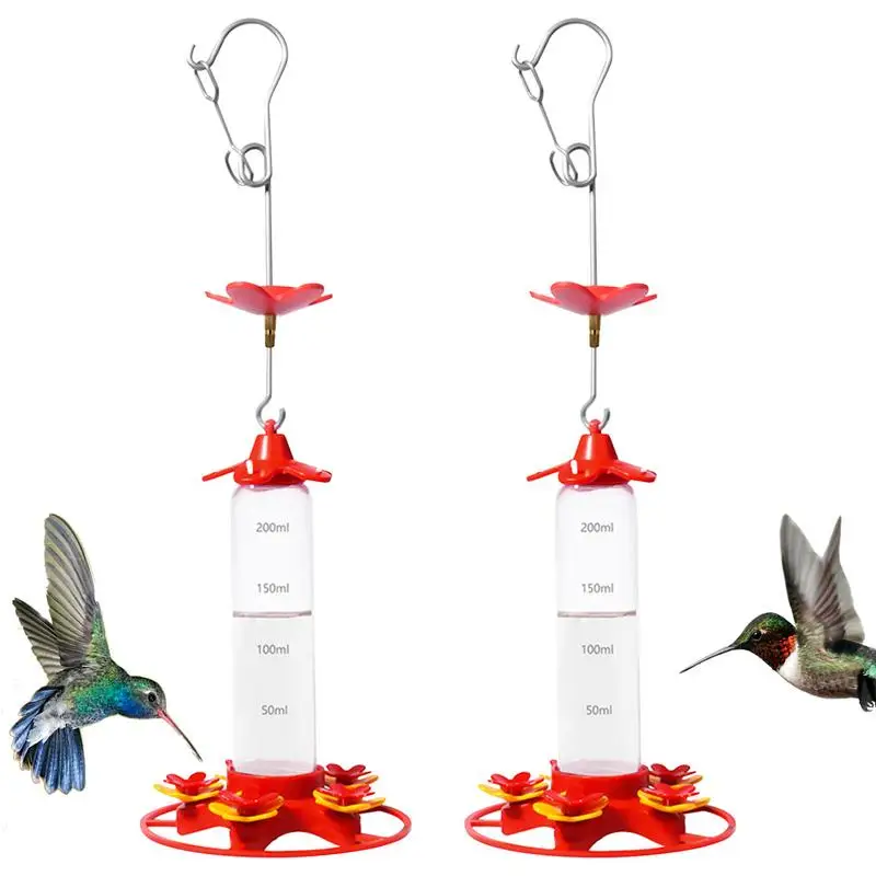 Hummingbird Feeders Ant And Bee Proof 2pcs Leak-Proof Bird Water Feeder 5 Bee Guard Feeding Ports 360ml Built-in Ant Moatbird