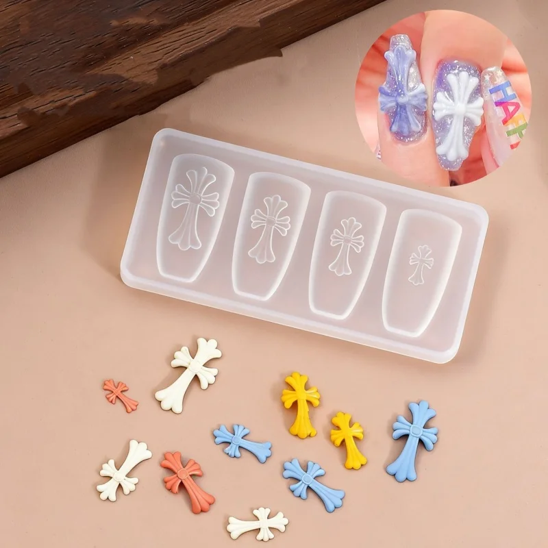 Molde de silicone transparente 3D para unhas, design DIY, estênceis de relevo, peças reutilizáveis para decoração de unhas, ferramentas de manicure