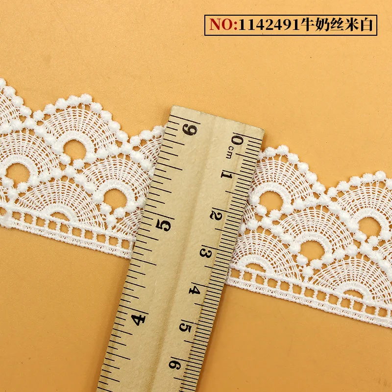 Linha de algodão solúvel em água Lace Trims, Fronha Decoração Vestuário, Acessórios Fabricante, preto e branco, 3 Yards