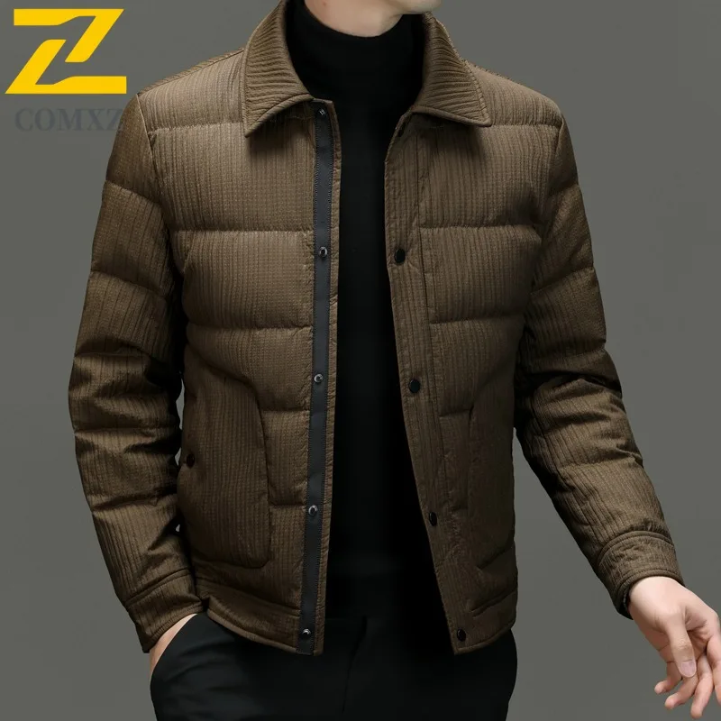 

COMXZ теплая морозостойкая куртка-пуховик премиум-класса, модная минималистичная зимняя куртка для катания на лыжах, уличный стильный пуховик, мужская одежда