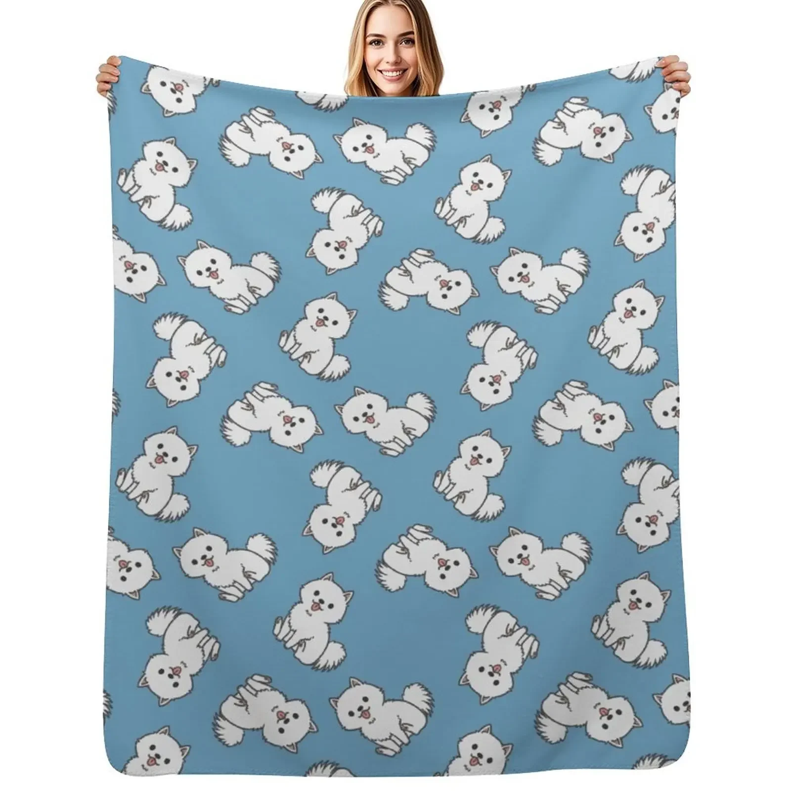 

German Spitz Pattern Throw Blanket Beautifuls Travel Warm Blanket