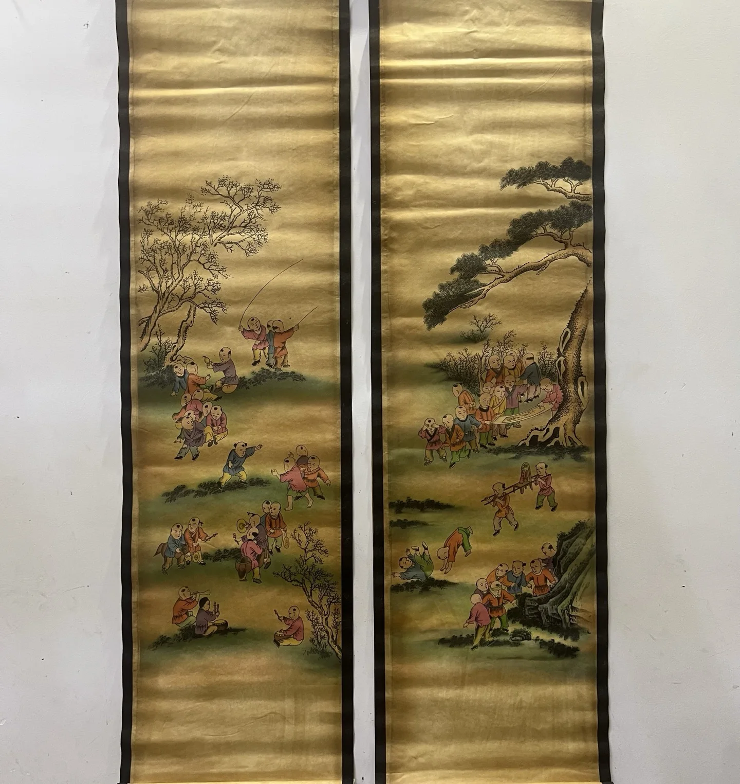 لوحة معلقة لتزيين غرفة المعيشة المنزلية بأربعة شاشات من Tang Yin-Baizitu