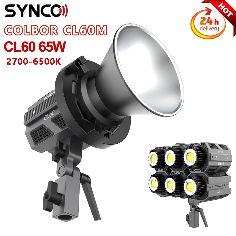 

Synco COLBOR CL60 60W COB для фотостудии, фотолампа для фотосъемки, лампы для фотосъемки, управление через приложение, стандарт ЕС