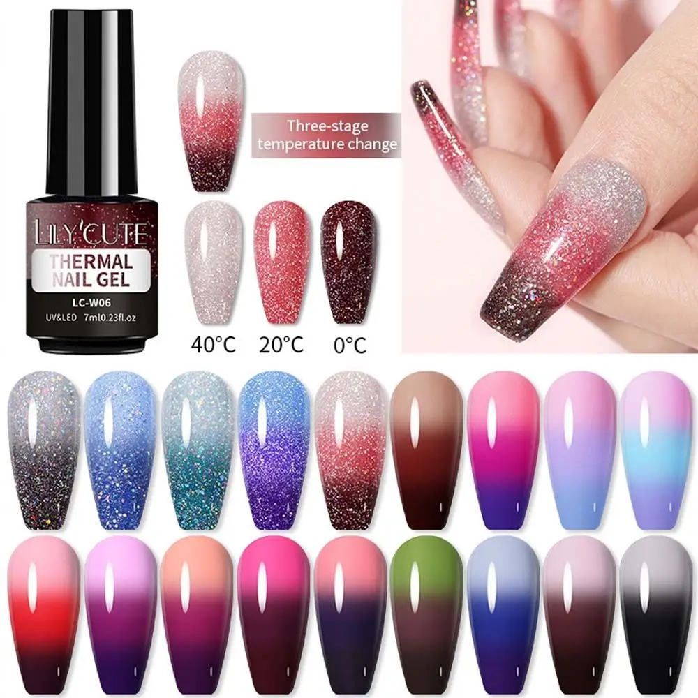 7ML asciugatura rapida che cambia la temperatura smalto Gel per unghie paillettes lucide strumenti per Nail Art vernice per unghie sfumata Soak Off vernice UV