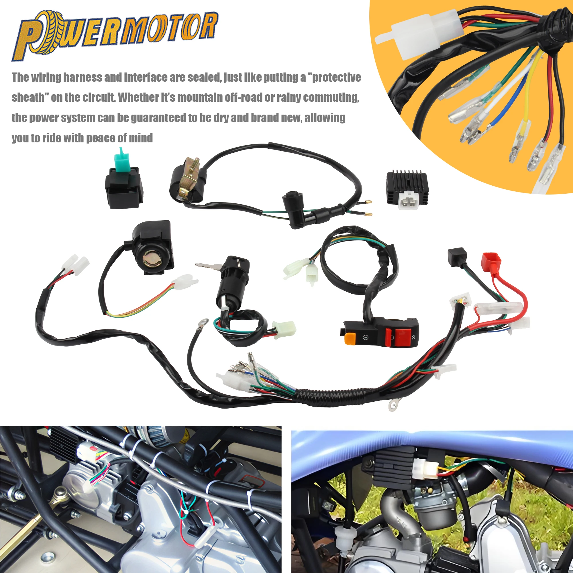 

ATV UTV Motorcycle CDI Ignition Complete Wiring Harness CDI Ignition Set for 4 Stroke 50cc 70cc 90cc 110cc Quad DirtBike Parts