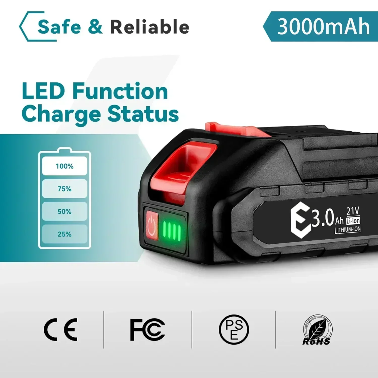 21V 3000mAh Replacement Battery for Makita