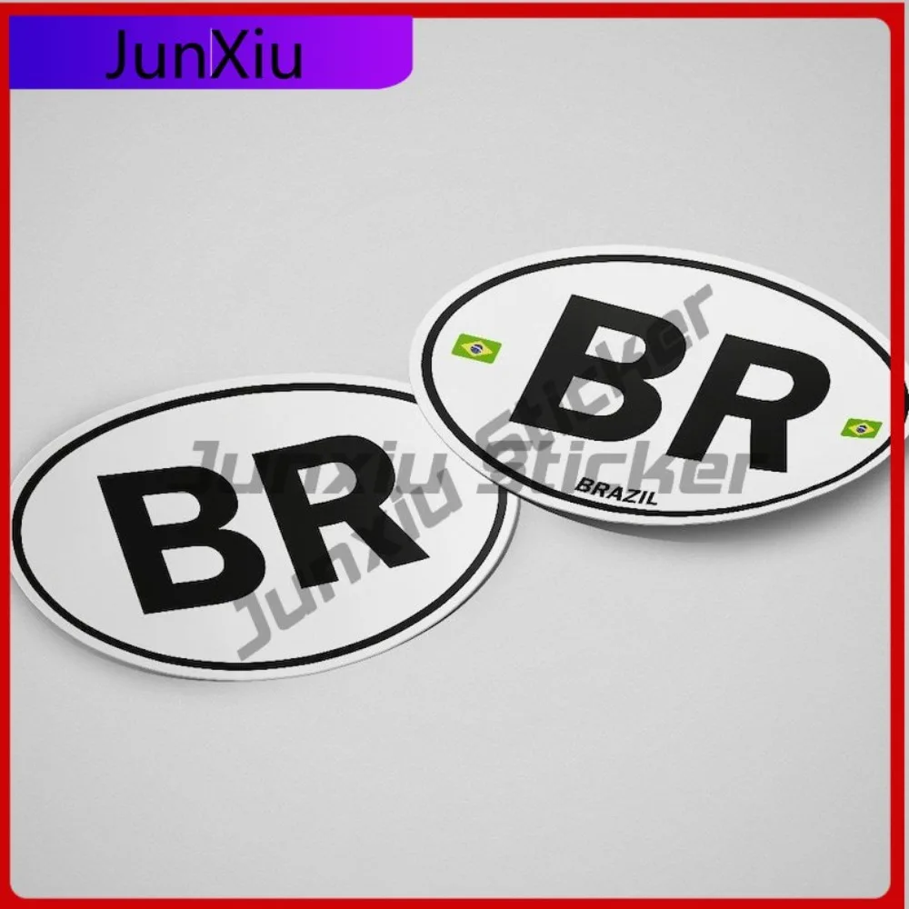 

Brazil Flag Sticker Oval-shaped White and Black Country Unique Trunks Outdoor Safety Warnings Waterproof Scratch Proof Car