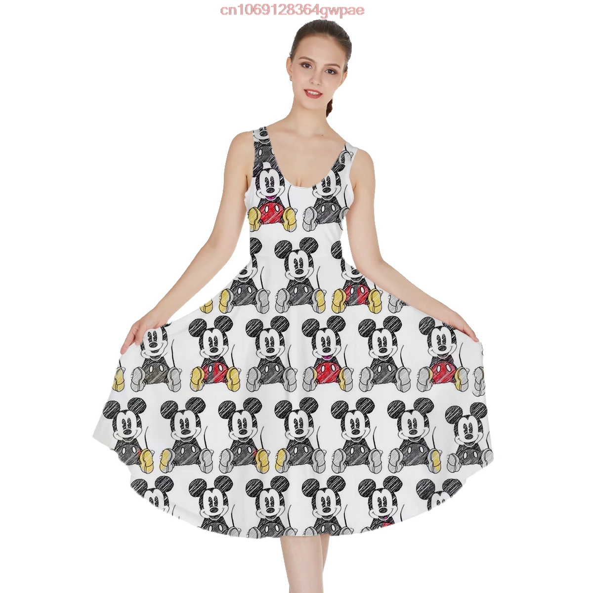 Disney Mickey Stitch Ohana Sexy Dresses Women's Short Sleeve Dresses Disney Sexy P