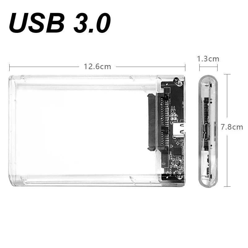 USB TYPE-C 3.1/3.0/2.0 HDD Enclosure 2.5inch Serial Port SATA SSD Hard Drive Case Support 6TB transparent Mobile External HDD