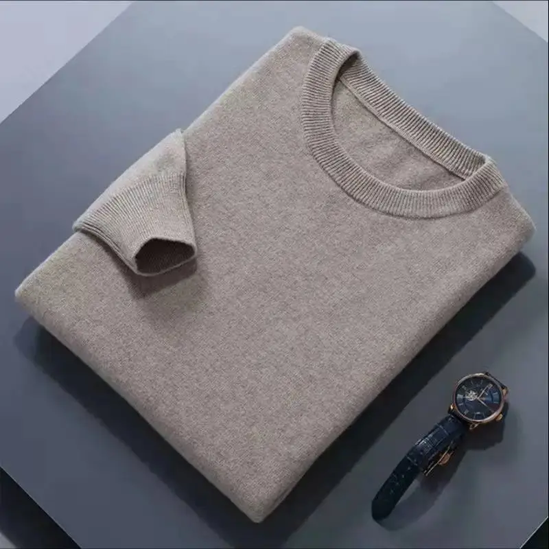 Cashmere Cotton Blended Pullover Men Sweater 2024 Autumn Winter Classic Round Neck All-match Jumper Pull Homme Knitted Sweaters