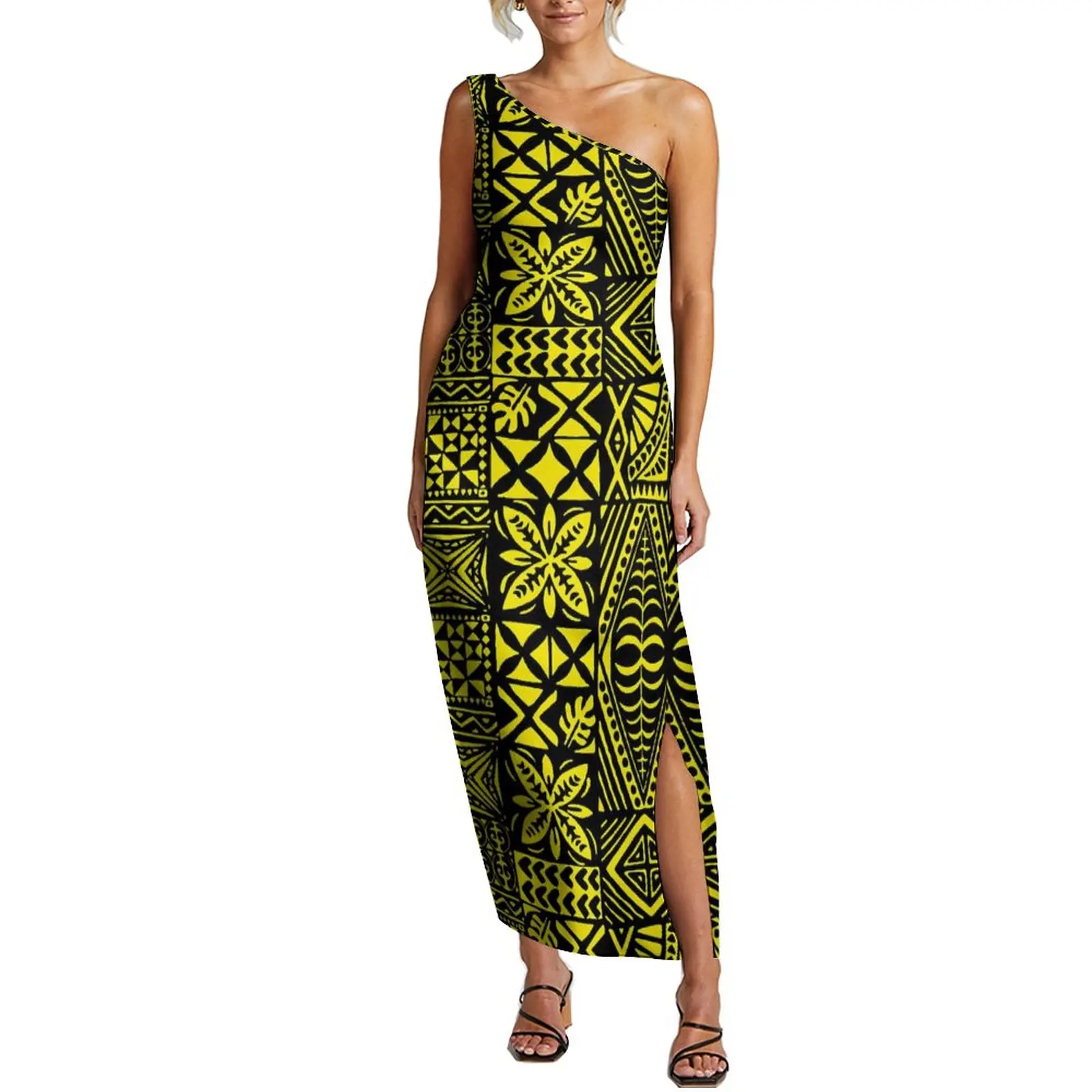 

Matching Island Dress Off The Shoulder Polynesian Dress Sleeveless Sexy Woman 2024 Outfit Style Sea Samoa Chic