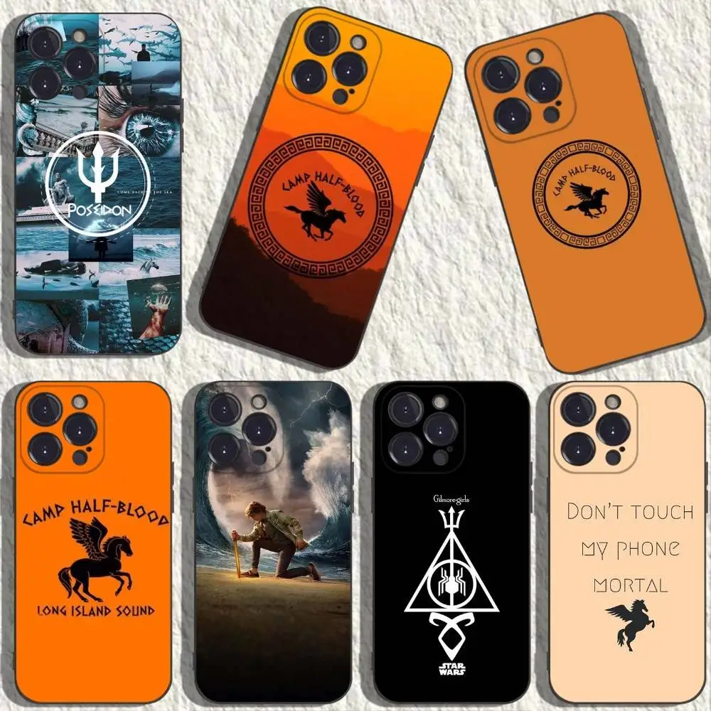 

P-Percy Jackson Phone Case For iPhone 16,15,14,13,12,11 Plus,Pro Max,XS,X,XR,SE,Mini,8,7,Soft Silicone Black Cover