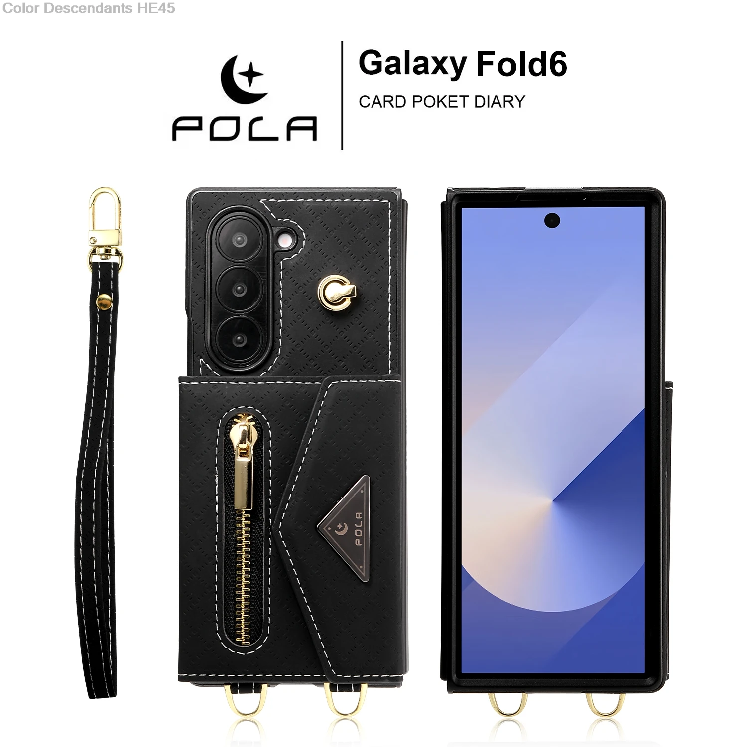 Plaid zipper for Samsung Galaxy flod 6 folding mobile phone bracelet for Samsung Galaxy flod6 fashion zipper Purse Card Holder