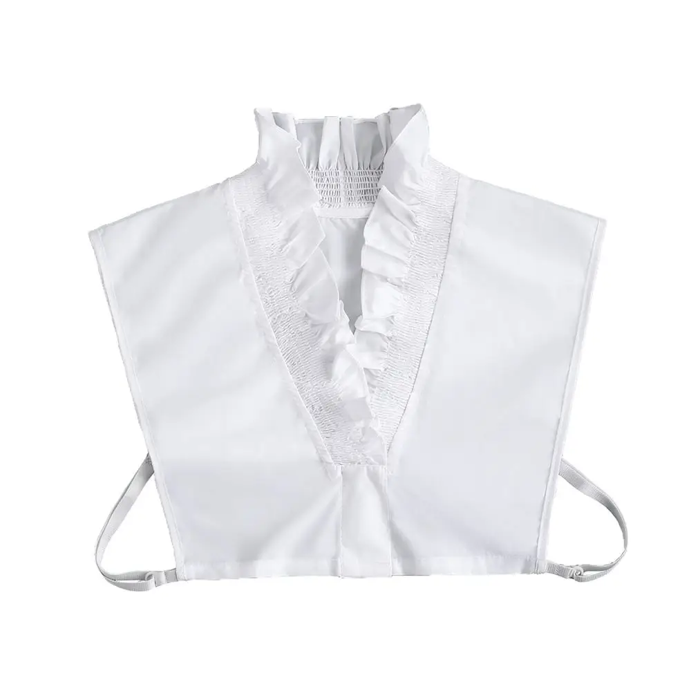 Decorative Dickey For Women Ruffle Detail Fake Collar Soft Cotton Layering Accessory For Casual Blouse Sweater