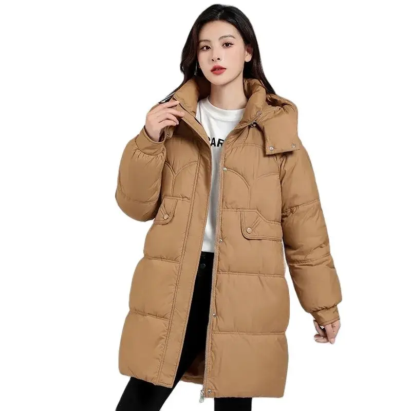 

Overcoat Parka Down Cotton-Padded Jacket Female Medium Long New Winter Korean Loose Fashion Slim Coat Down Coat Women Parkas