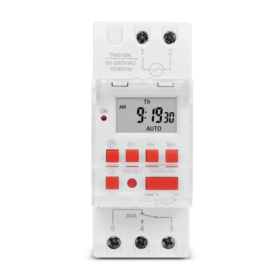30A 5000W 110V 120VAC Digital Weekly Programmable Timer Switch Automatic On and Off Countdown Function and 12/24h