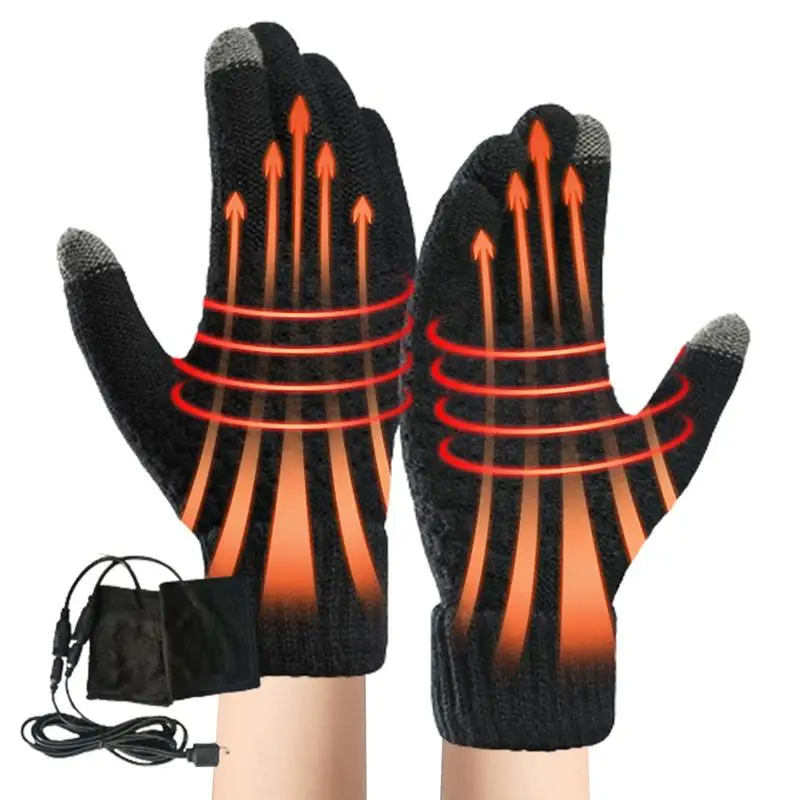 Heated Gloves USB Velvet USB Powered Mittens Touchscreen Winter Hands Warm Gloves For Males Men Females Women