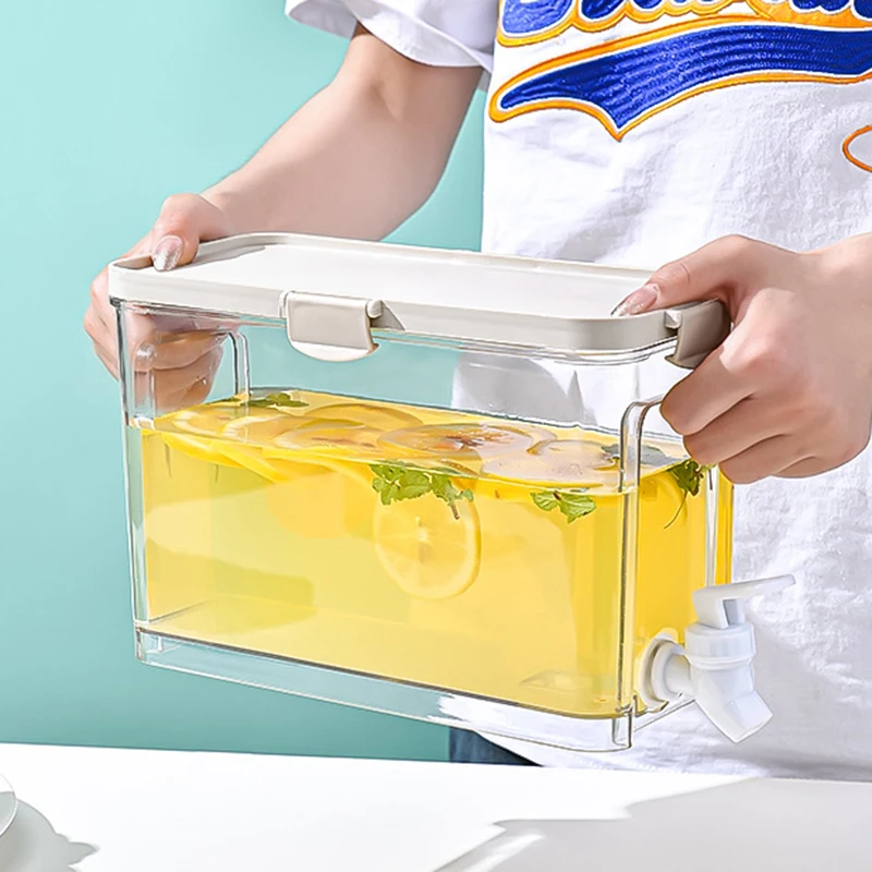 غلاية ماء بارد مع صنبور وثلاجة وموزع مشروبات وزجاجة ليمون إبريق مشروبات بارد إبريق عصير 3.9L #4