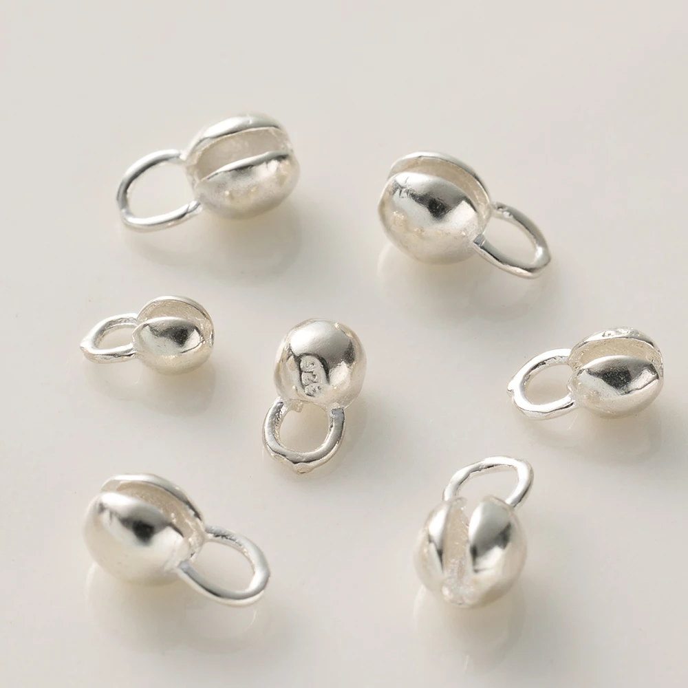 5Pcs 925 Sterling Silver Crimp Clasps Wrapped Cord Buckle Connectors For DIY Bracelet Necklace Jewelry Making Findings Accessory