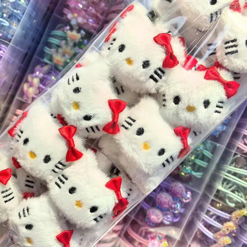 50pcs Sanrio Hello Kitty Hairpin Kawaii Cute Bow Cartoon Children\'S  Hair Clip Doll Toys Girl Wholesale