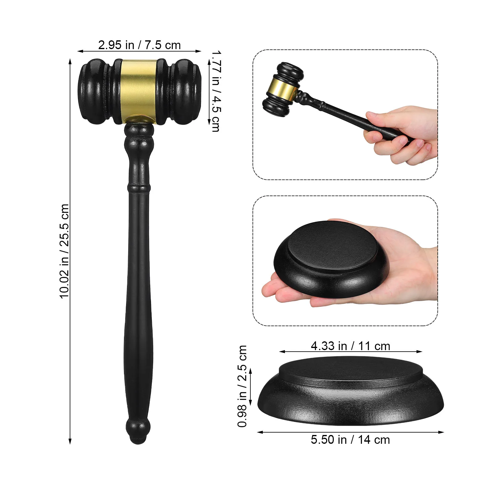 1Set Wooden Judge Gavel for Auction Court Meetings Lawyer Sale Hammer Solid Wood Multifunctional Clear Sound Professional Gavel