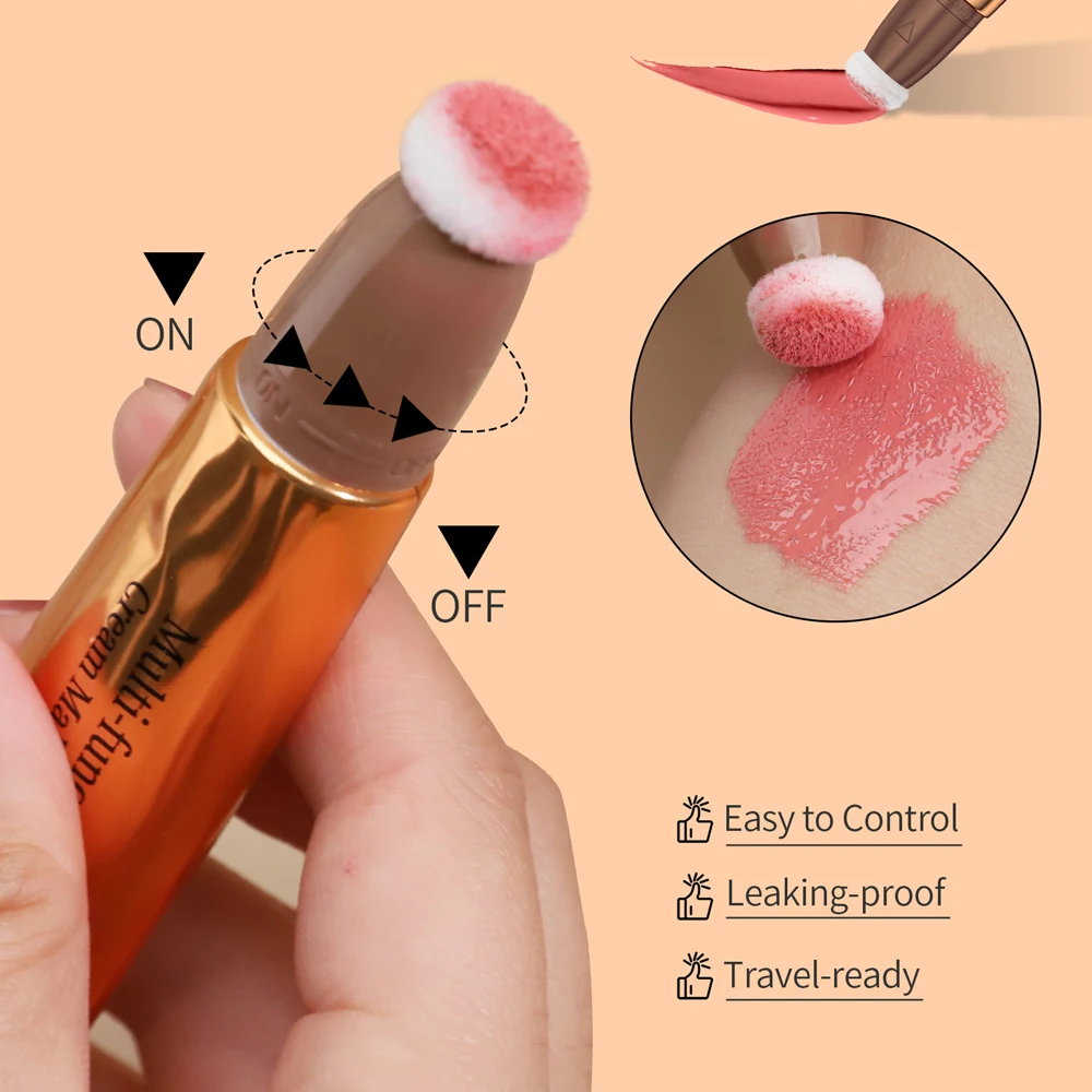 Liquid Contouring Stick Highlighting & Blush Multi-Purpose Makeup Air Cushion Pen Face Natural Peach Pink Cheeks Creamy Cosmetic