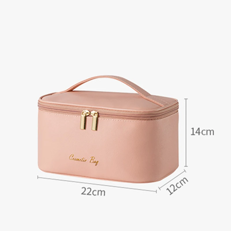 Bolsa de cosméticos de cuero PU con patrón cruzado, almacenamiento impermeable, organizador de viaje portátil, bolsa de maquillaje multifuncional