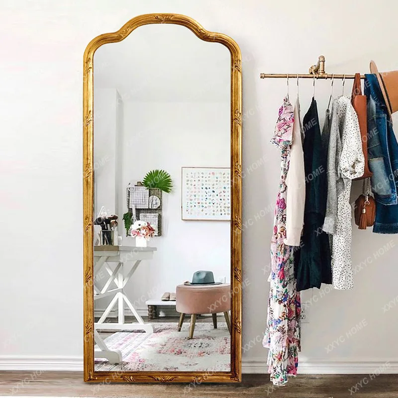 X-S   concave and convex mirror full body dressing mirror special-shaped retro carved home use HG