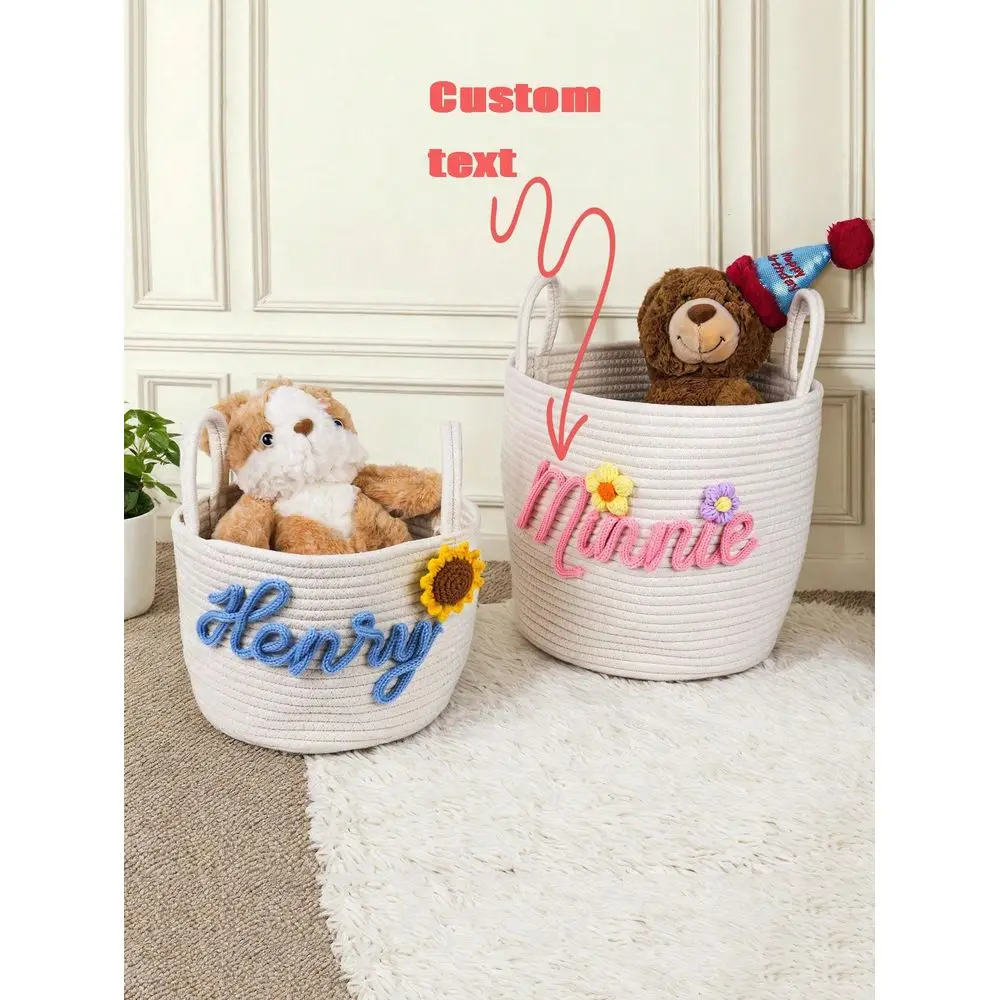 

Personalized Handmade Woven Storage Basket, DIY HandCarry Style, Home Decor For Bedroom, Bathroom, Living Room, Used As Laundry