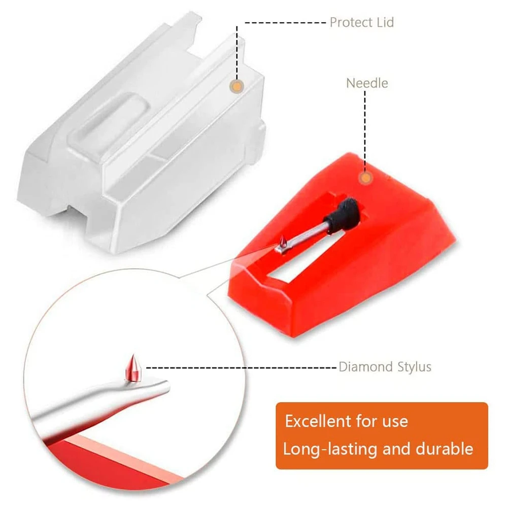 Record Player Needle, 1 PC Record Player Cartridge with 4 PCS Diamond Stylus Replacement for Crosley, Victrola, ION, LP