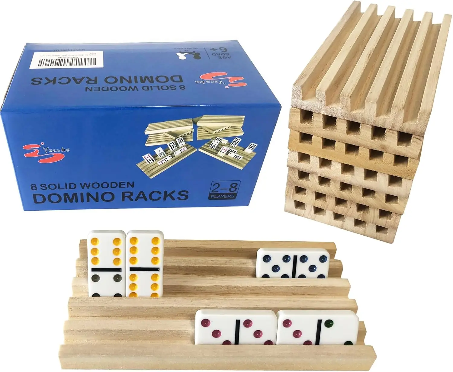 

Набор из 8 деревянных подставок для домино для игр Mexican Train, Rummy, Chickenfoot