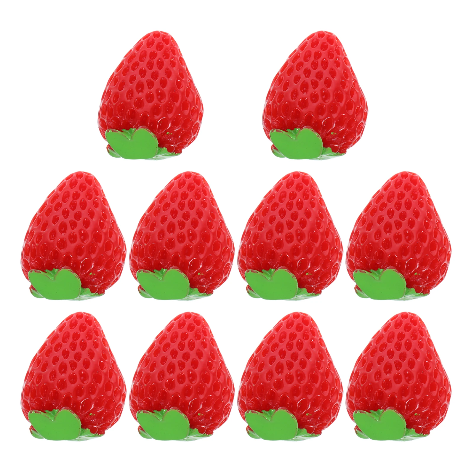 

10 Pcs Resin Strawberry Artificial Fruits Fake Strawberries Decorative (6# Photo Simulated Props Office Red)