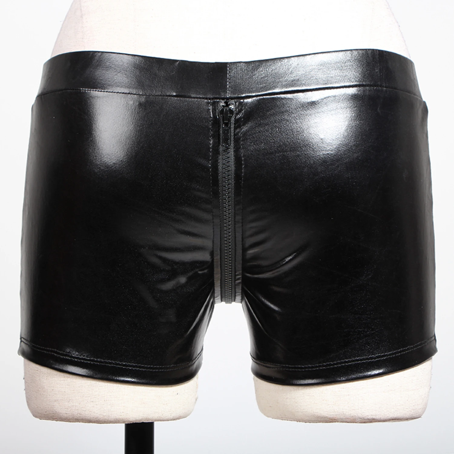 New Sexy PU Leather Zipper Crotch Male Underwear Lingerie Plus Size 2XL Calvin Gay Men Boxer Shorts Vinyl Panties Boxer