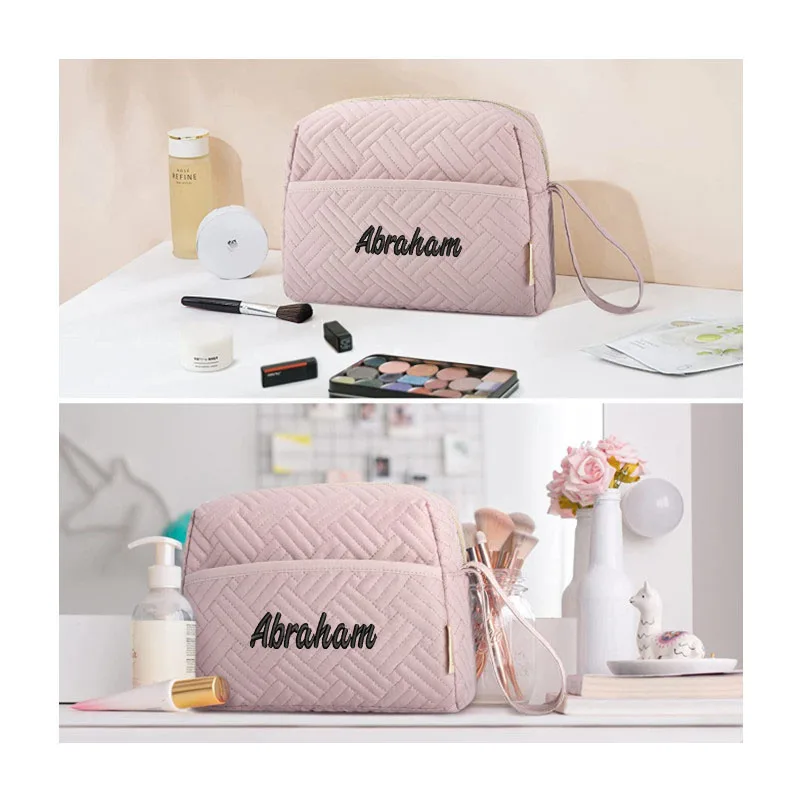 Personalized Large-Capacity Toiletries Cosmetic Bag, Custom Embroidery Portable Hand-Held Travel Storage Bag Souvenir Gift