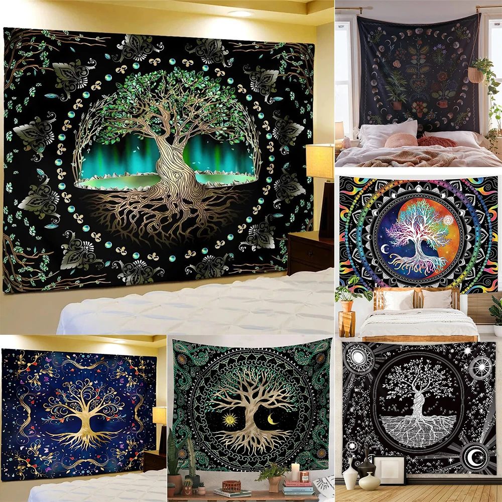 Cosmic Tree of Life Tapestry Fantasy Big Tree Wall Cover Home Decor Origin Tree Background Bedroom Wall Hanging Cloth