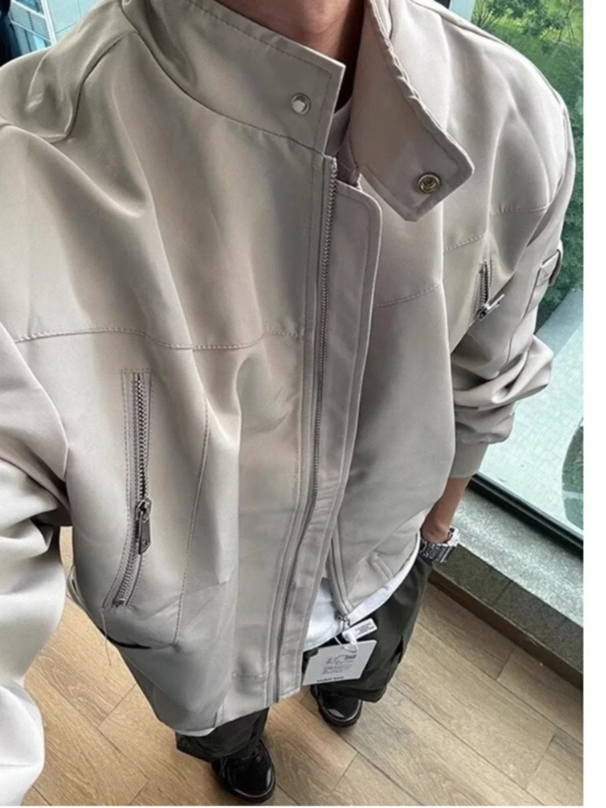 

Свободный крой Pilot Jaet, мужская весенне-осенняя дизайнерская молния, бейсбольная рабочая одежда с воротником-стойкой, верхняя одежда, повседневная ткань из бычьей ткани