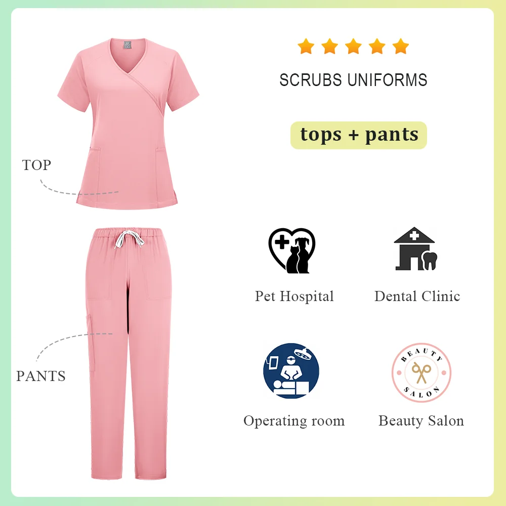 外科スクラブ女性看護 Enfermeria セットトップパンツ記事医療制服スクラブ臨床美容サロンスパ病院スーツ