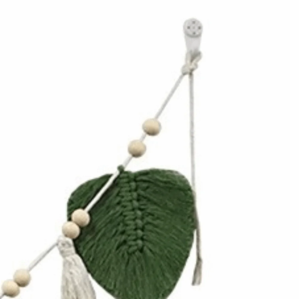 Nordic 150cm Wall Hanging Garland Leaves Wooden Beads Woven Tapestry Yarn Tassels Green Wall Hanging Pendant Livingroom