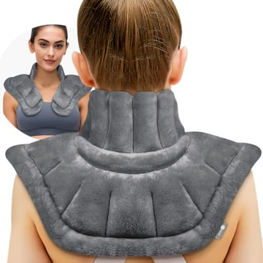 Microwave Heating Pad for Neck Shoulders and Back Pain Relief with Moist Heat, Weighted Microwavable Heated Neck Wrap Warmer, U