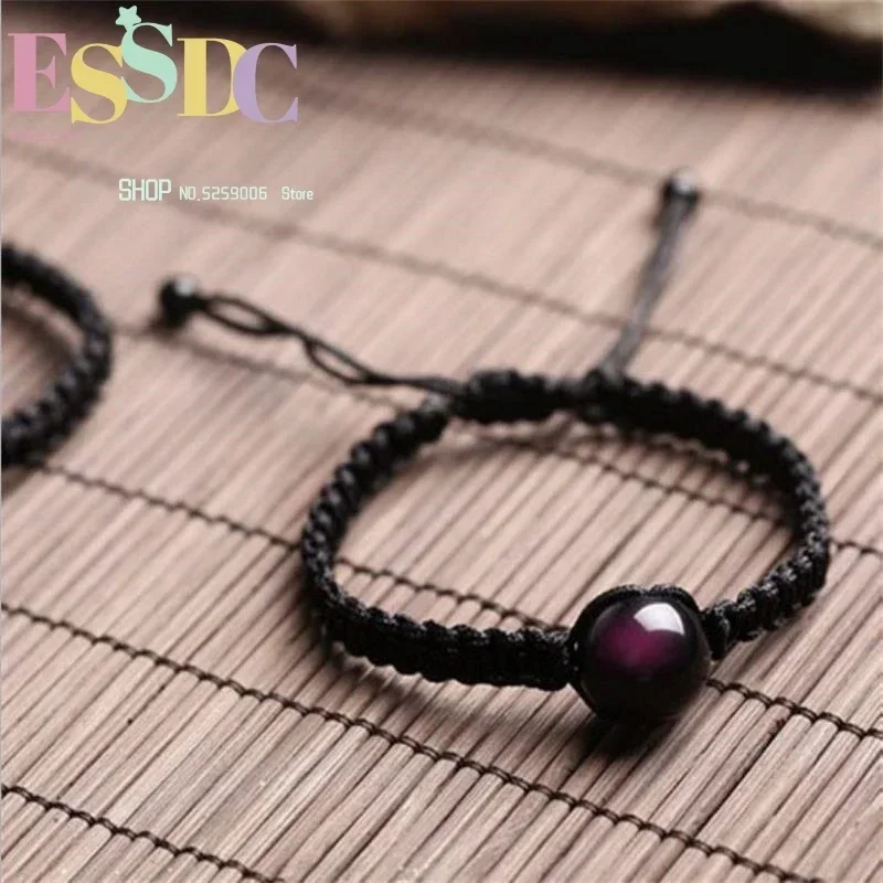 Hand-Woven Lovers Rainbow Eye Obsidian  Red String Transit Bead Bracelet Jewelry Wholesale