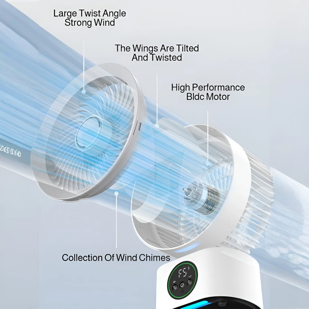 Cooling Home Desktop Hoofd schudden USB-oplaadventilator Luchtcirculatie Intelligente stemtimingventilator Desktopventilator voor thuis en slaapzaal